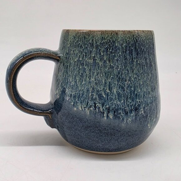 Handcrafted Ceramic Mug With Drip Glaze Finish In Blue & Green Tones Signed - Picture 7 of 8